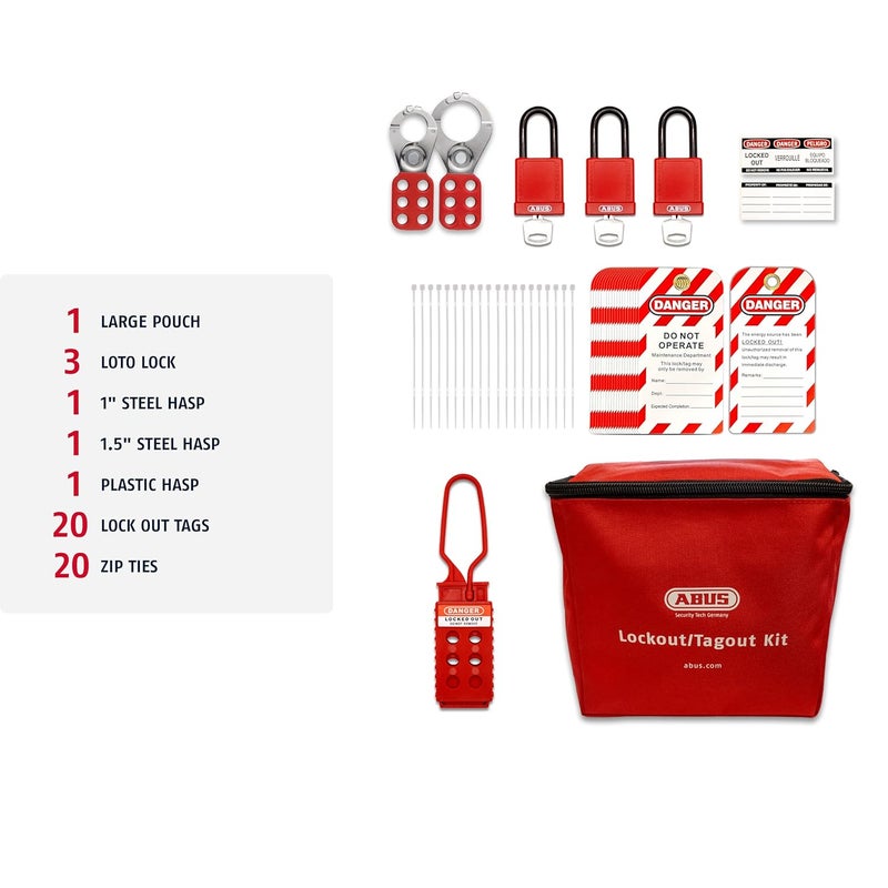 Abus OSHA Compliant Electrical Lockout Tagout Kit - Loto Kit with Loto Locks, Lockout Tags, Lockout Hasps (Professional) - Image 2